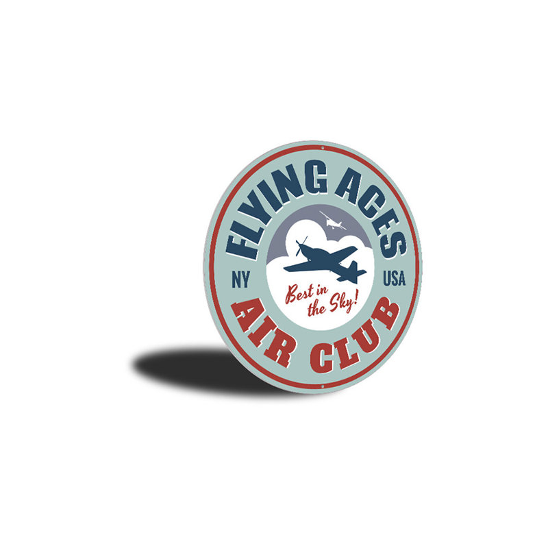 Panneau en aluminium «Flying Aces Air Club», H 18 po x l 18 po x P 0,06 po