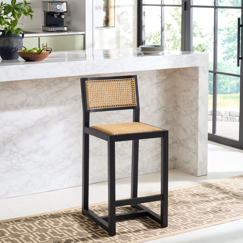 Cane Bar Stool, Black, Counter Stool