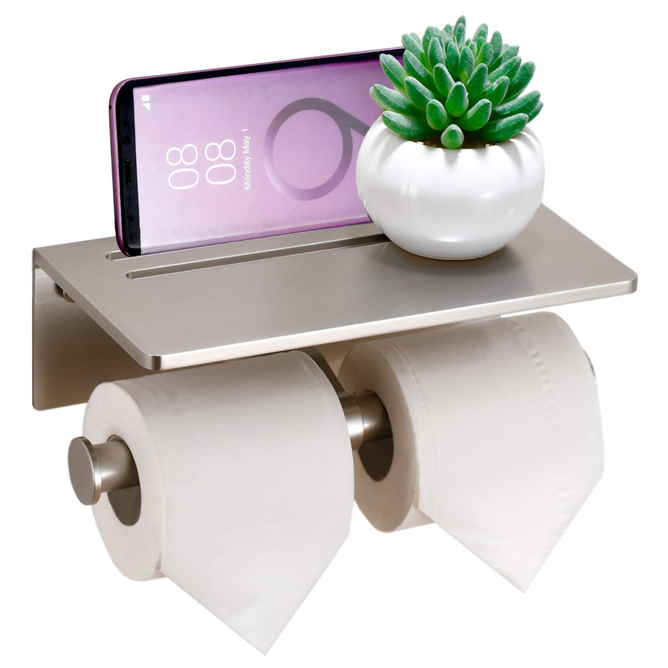 Modern Flat-End Brushed Nickel Wall-Mounted Toilet Paper Holder + Reviews