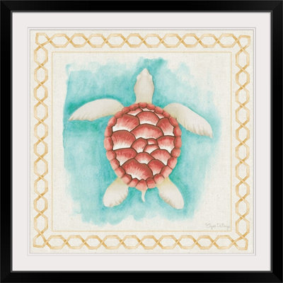 «Mccallister», reproduction sur toile «Coastal Mist Sea Turtle Border Turquoise» par Elyse DeNeige