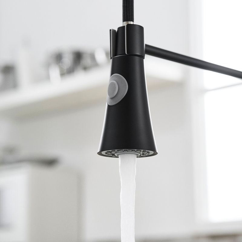Black Kitchen Sink Faucet With Pull-Out - Stream And Spray Functions For All Purposes Commercial Pull Out Single Handle, Lever Easy Control