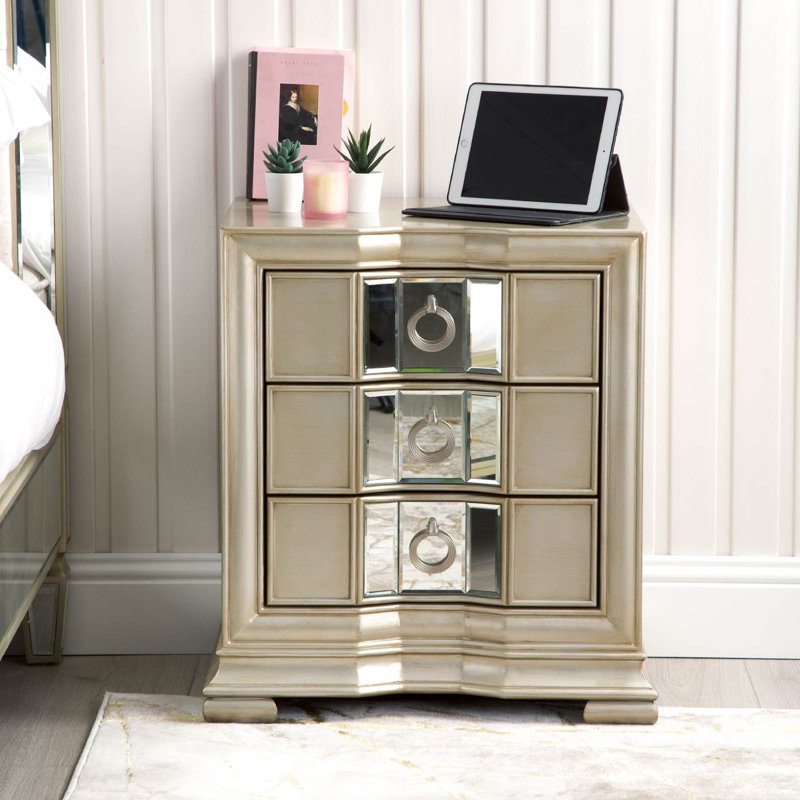 Terrazas 59.2cm W Bedside Table, Rose Gold