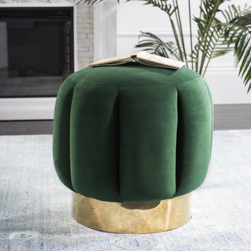 Maxine Round Ottoman, Black Velvet