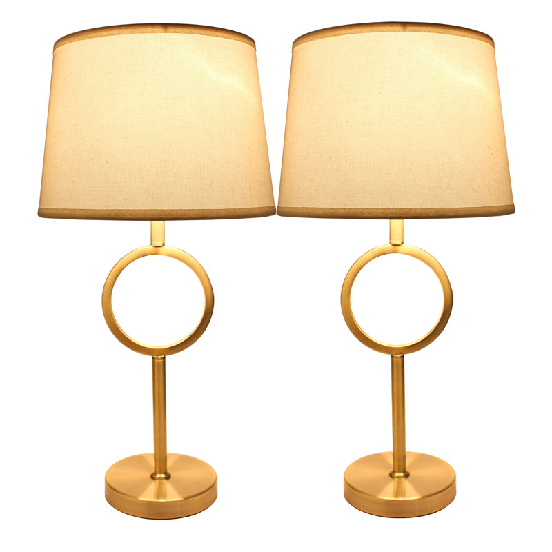 Edmund Metal Table Lamp, Antique Brass with Cream Shades