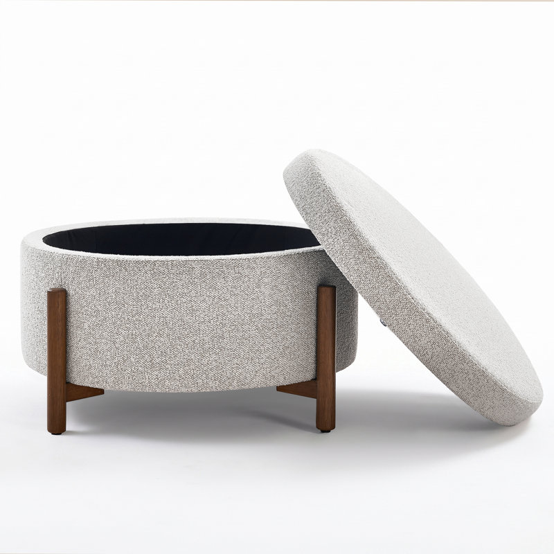 Repose-pieds rond avec rangement 31,7 po, Beige