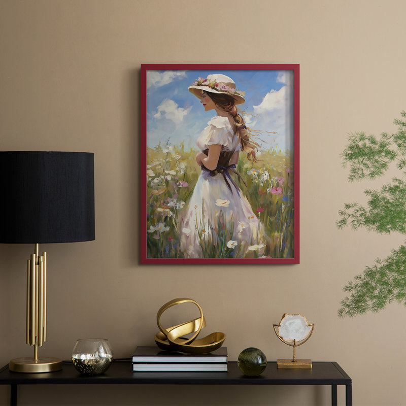Reproduction encadrée WOMEN Series CCXCI - bois massif, H 11 po x l 9 po, Rouge