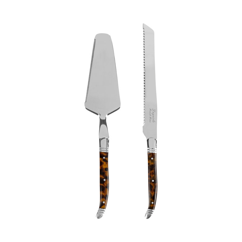 French Home Connoisseur Laguiole 2-Piece Cake And Pie Server Set With Tortoise Shell Handles