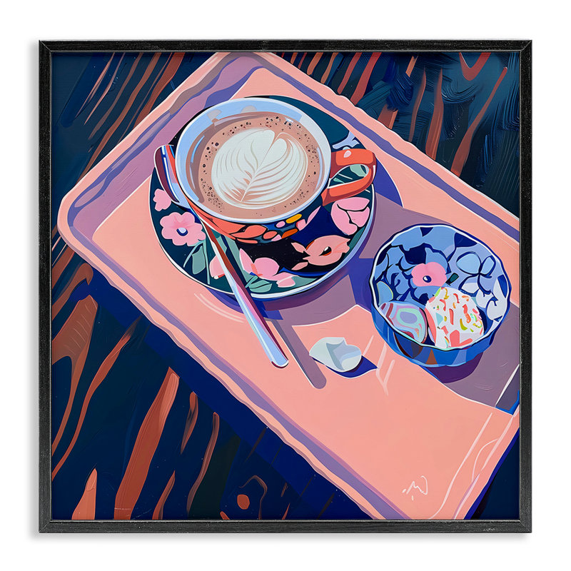 Plateau de café au lait éclatant et moderne, estampe numérique, design par Walker Noble, H 12 po x l 12 po