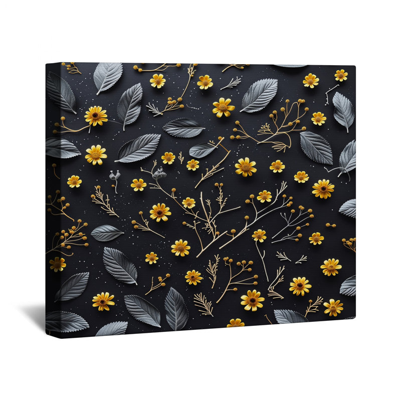 Toile de galerie à motif floral - décoration murale florale en plusieurs tailles, 32 po x 32 po