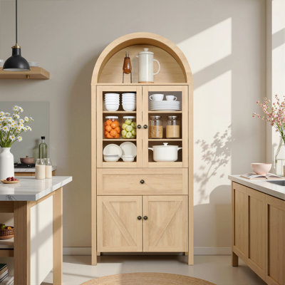 Tall Multi-Shelf Storage Cabinet With Retro Arch Design by Ophelia & Co.