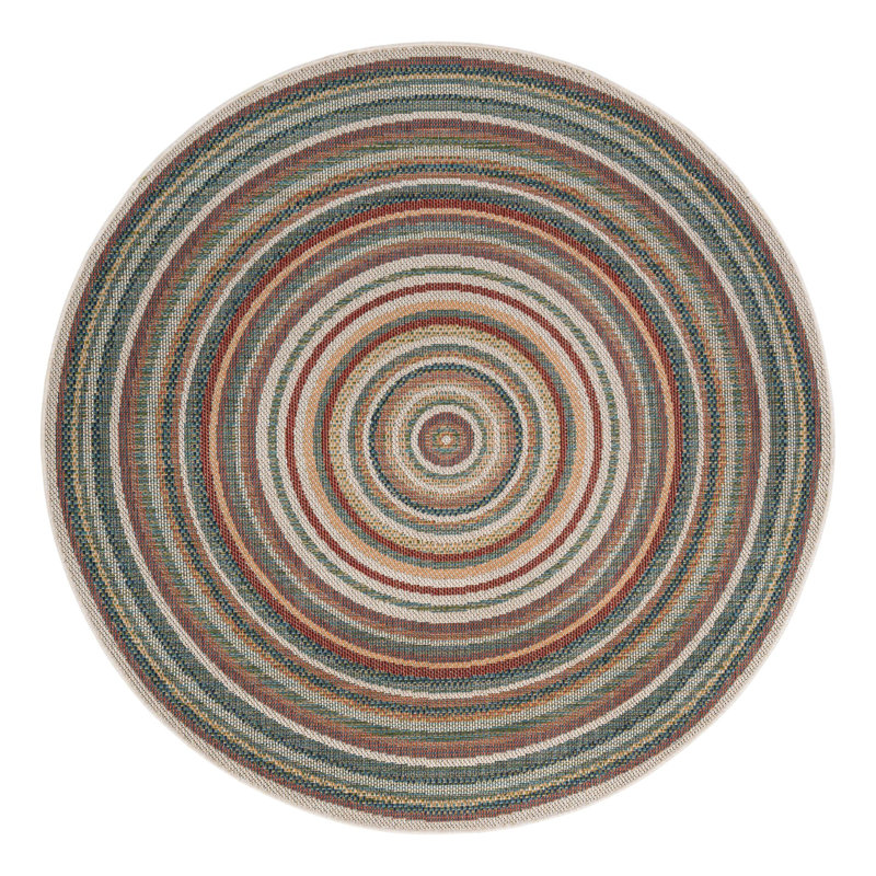 Multicolored indoor/outdoor carpet Lucidia, Rond 4 pi 1 po