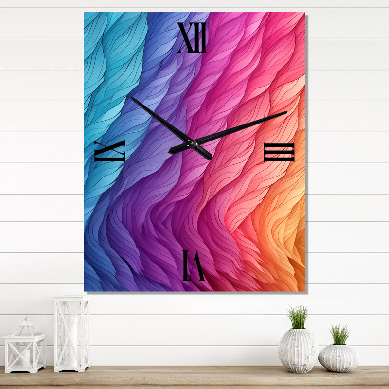 Horloge murale moderne futuriste à vagues abstraites rétro pastel II, Moyen