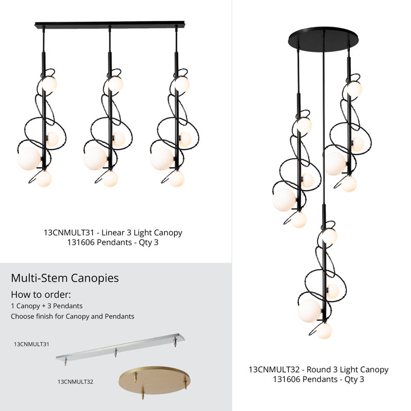 3-Light Round Canopy, Black