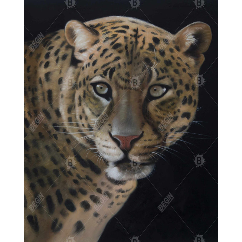 Realistic Fierce Leopard Canvas - Black Framed Home Decor
