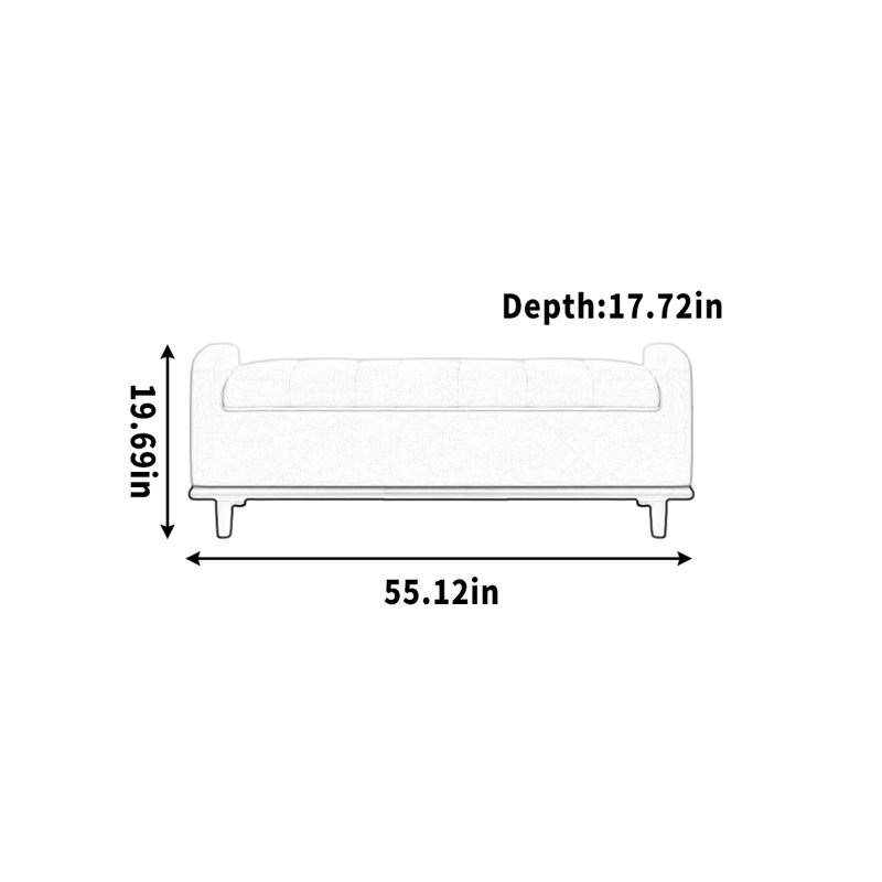 Banc de rangement pour canapé de rangement pour vêtements, H 19,69 po x l 55,12 po x P 17,72 po