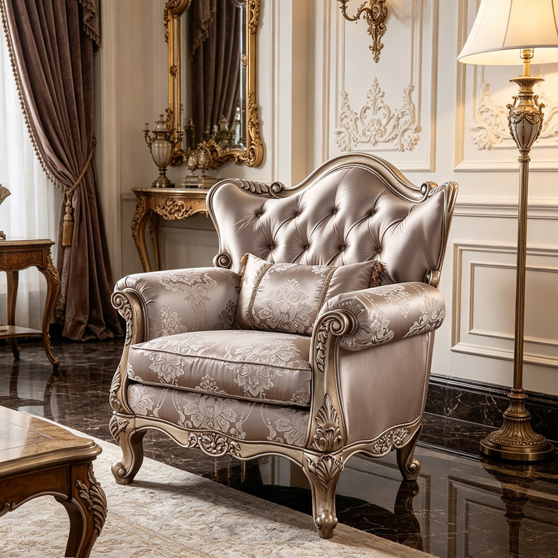 Fauteuil canapé antique sculpté et rembourré