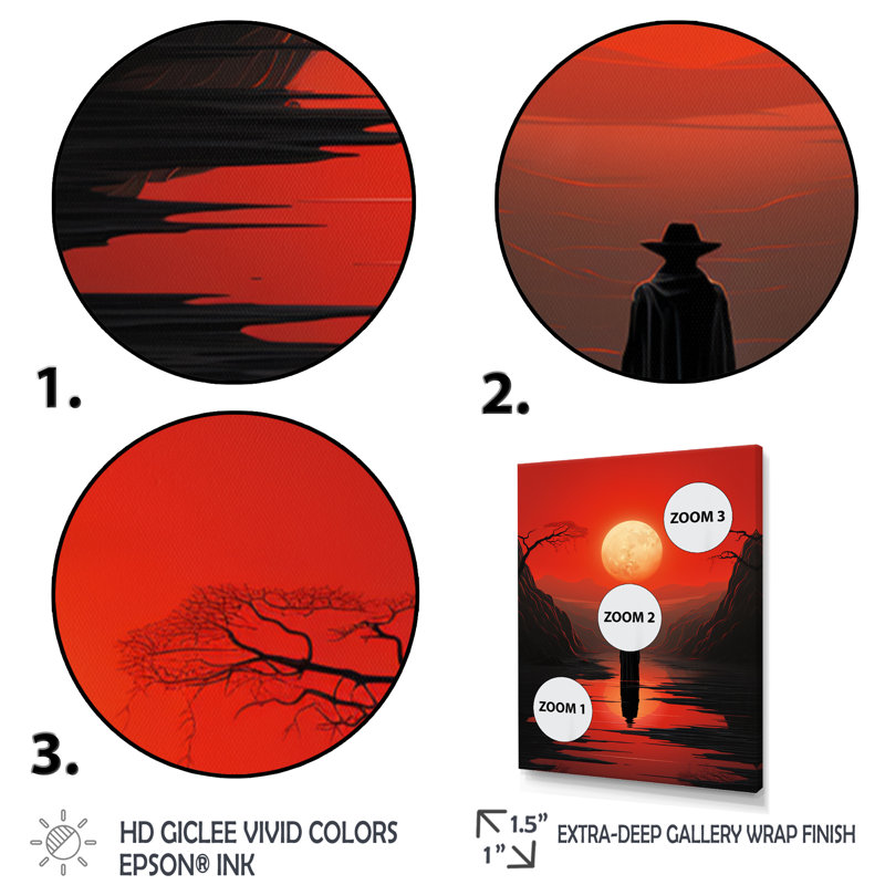 «Tibay Minimalistic Art Red Solitude II», reproduction sur toile, H 20 po x l 12 po x P 1 po, Cadre photo blanc