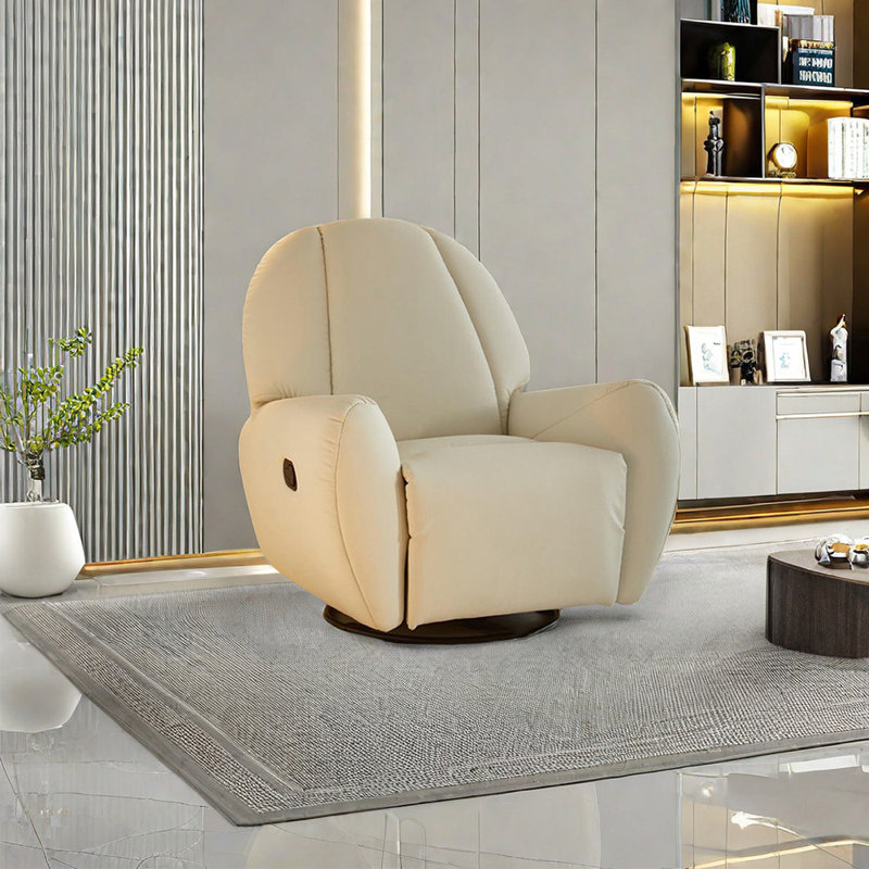 Thlema Faux Leather Recliner, Beige