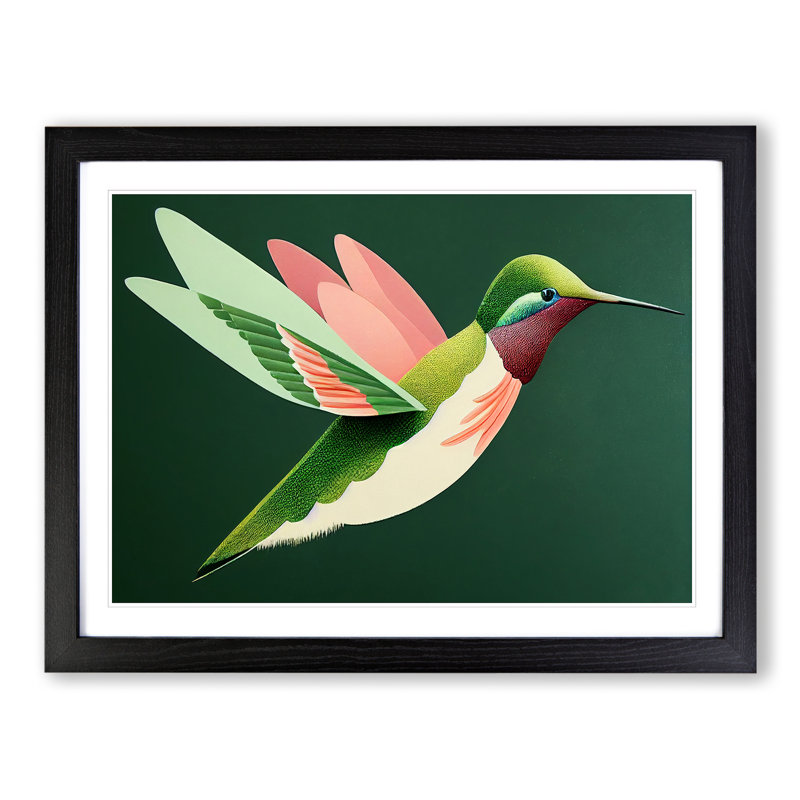 A Daring Hummingbird Abstract - Framed Print, 25cm H x 34cm W x 2cm D, Black