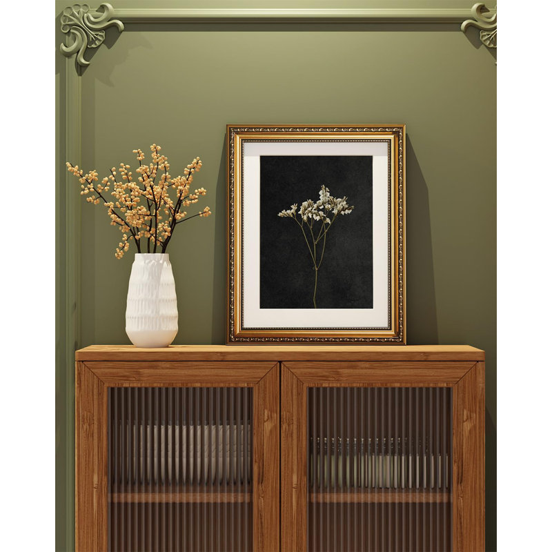 Victorian Dried Wildflower Vintage Botanical Artwork - Gold Framed Wall Art Canvas Print