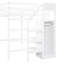 Lit mezzanine double blanc avec rangement intégré et escalier - Structure en bois de pin robuste pour escalier de chambre à coucher-1255935161