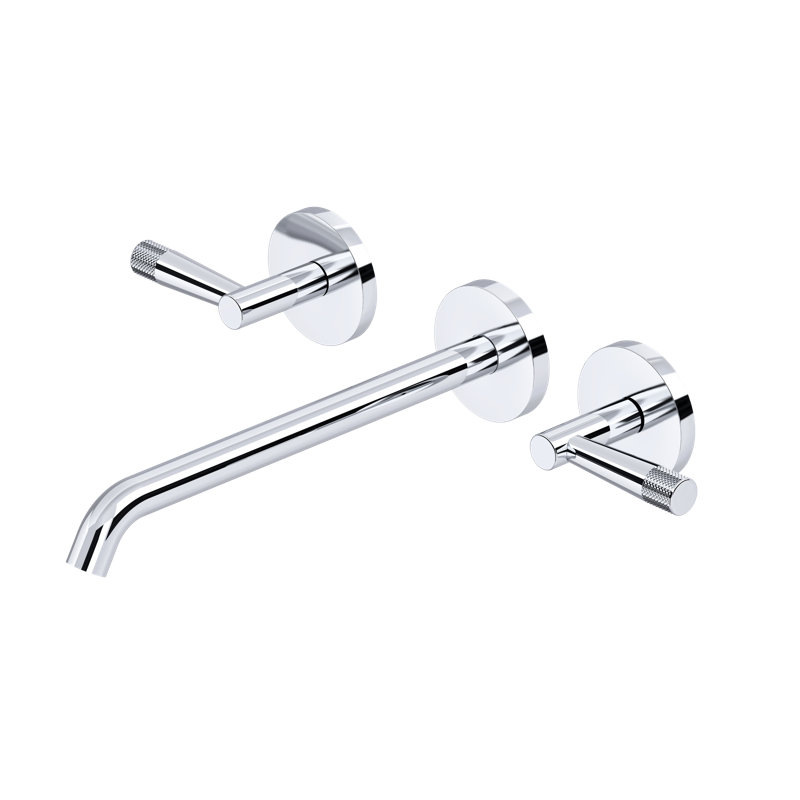 Amahle Wall Mount Tub Filler Trim with C-Spout, Polished Chrome