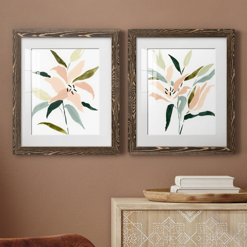 «Lily Abstracted I», ensemble de 2 reproductions d'art sur papier encadrées, H 24 po x l 36 po x P 1,5 po