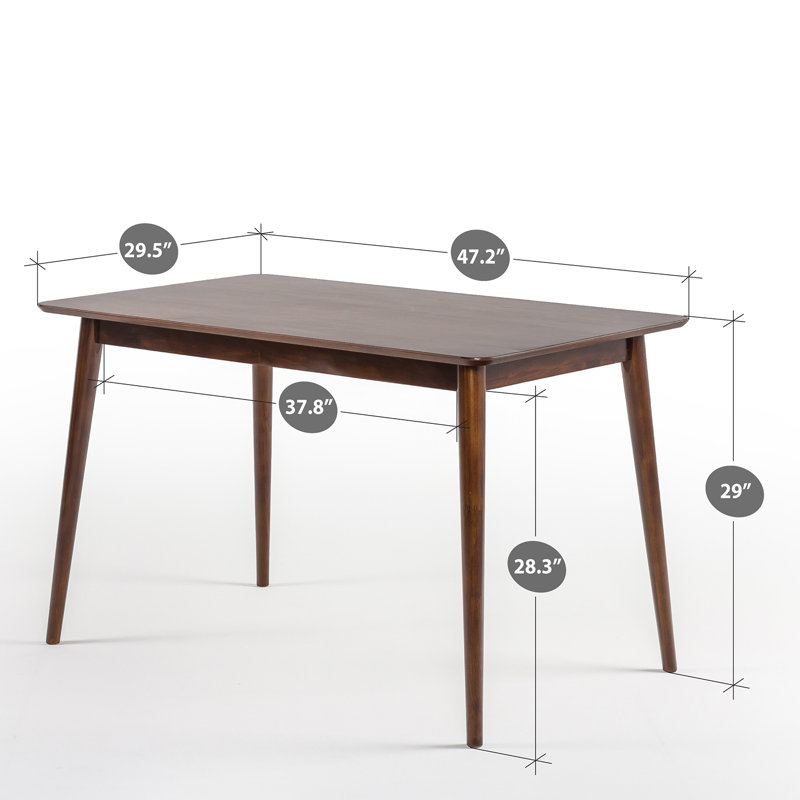 Espresso Solid Wood Mid-century Modern Dining Table, 47"
