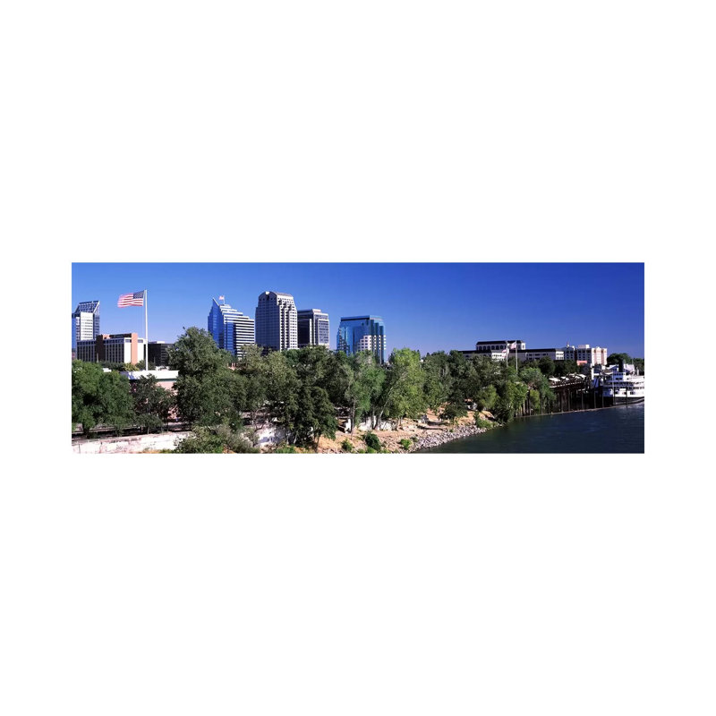 Downtown Sacramento, CA, USA 1 Piece Wrapped Canvas Panoramic Wall Art, 30.48 cm H x 91.44 cm W x 3.175 cm D