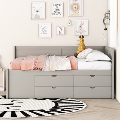 Full Size Daybed with Drawers and Shelves