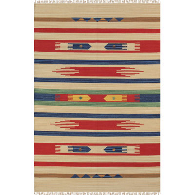 Anatolian Flatweave Cotton Southwestern Area Rug in Blue/Red/Beige