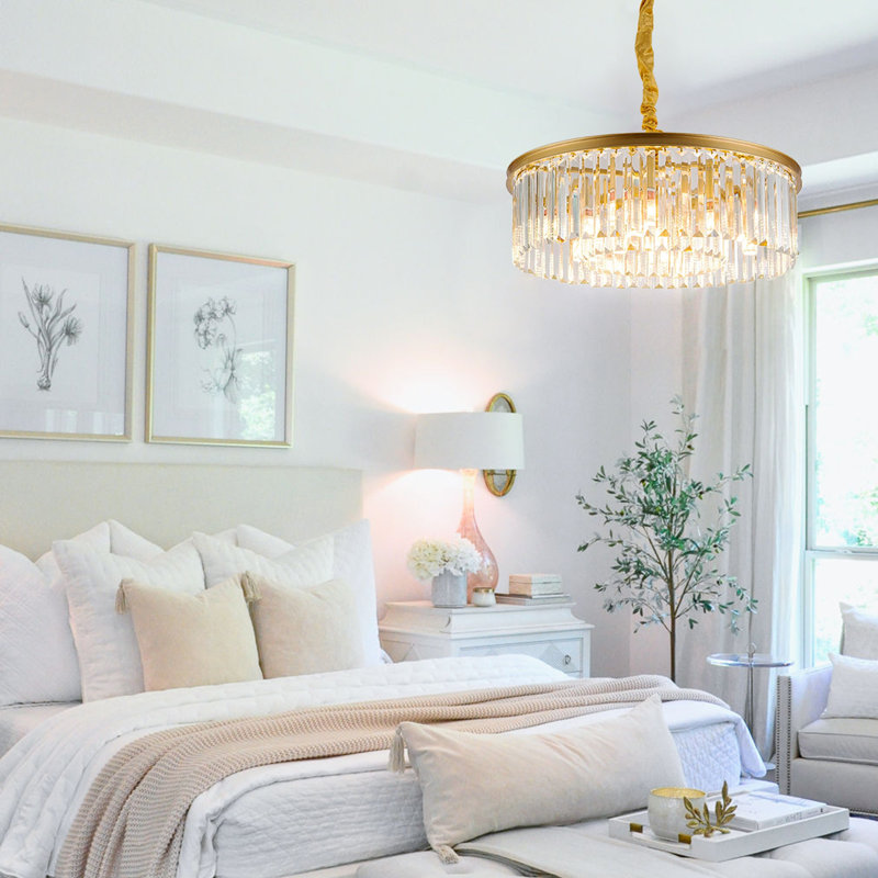 Stalnaker 6 - Light Dimmable Drum Chandelier, Gold