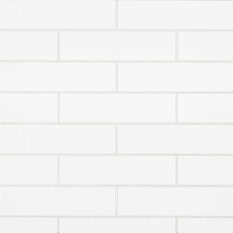 Carrelage de métro en céramique 3 po x 12 po, Blanc lustré