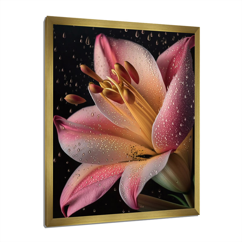 La beauté du lys rose en fleurs I, Cadre doré à une seule photo, H 32 po x l 24 po x P 1 po