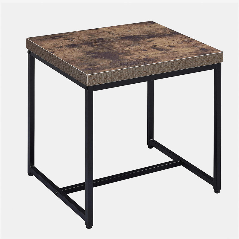 Weathered oak and black rectangular side table