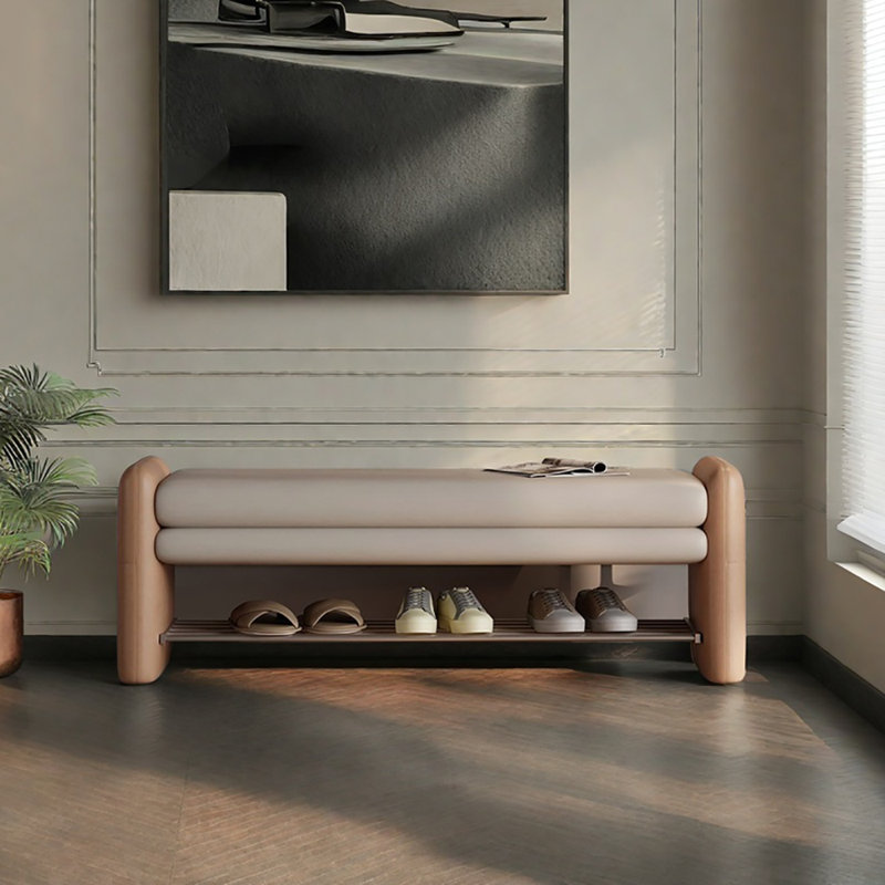 Tabouret à langer avec rangement 47,2 po, Beige/Orange