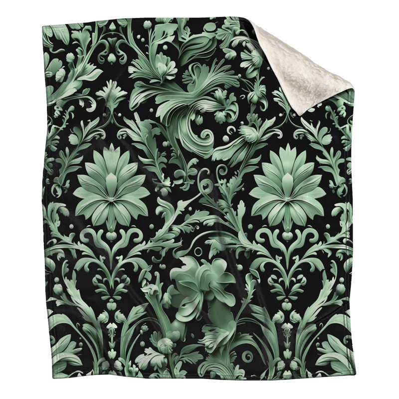 Floral Damask Pattern Blankets, 60in W x 80in H