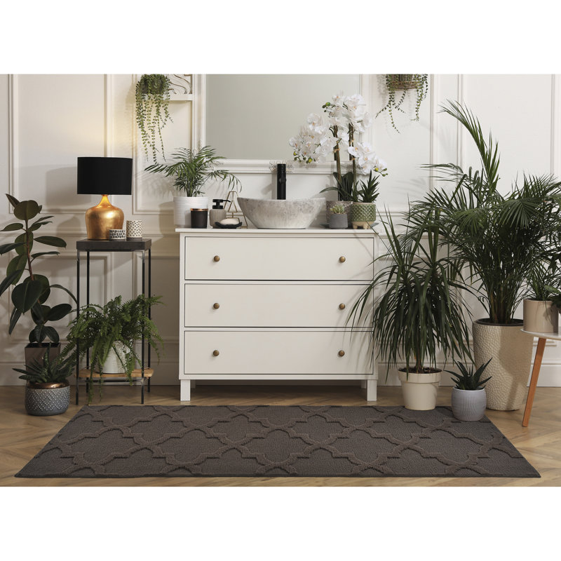 Nasturtium Mocha Quatro Cut-loop Trellis Area Rug by Garland Rug, Rectangle 3' x 8'