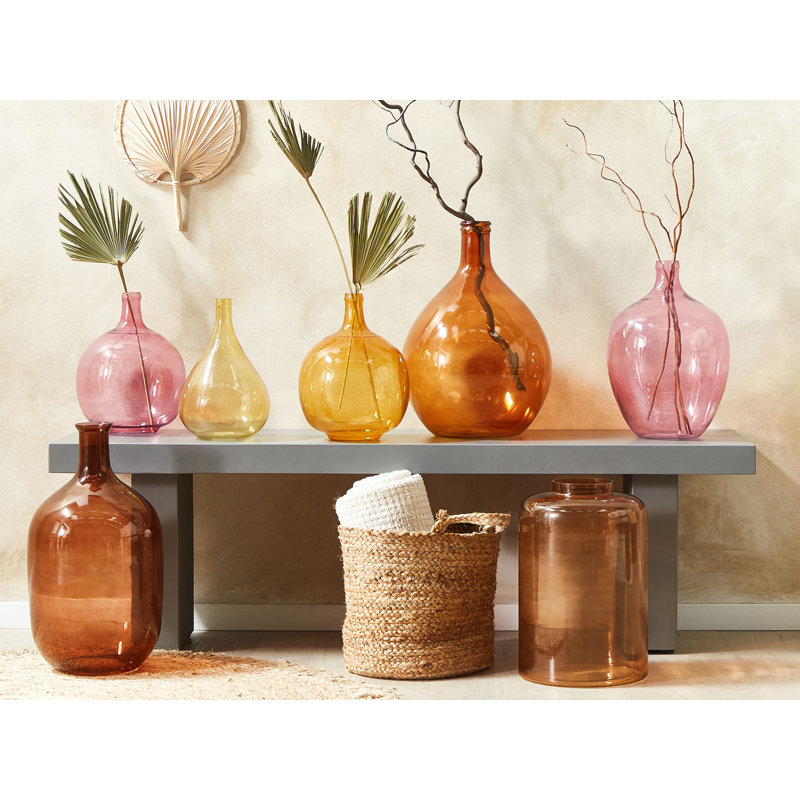 Billerica Handmade Glass Floor Vase, Golden Brown, 48cm H x 33cm W x 33cm D