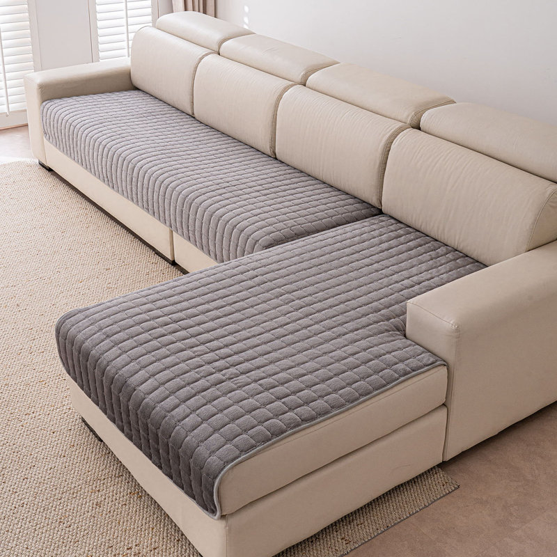 Ensemble de housse de coussin pour canapé modulaire en peluche 2 pièces, protecteur antidérapant et lavable pour canapé en forme de L