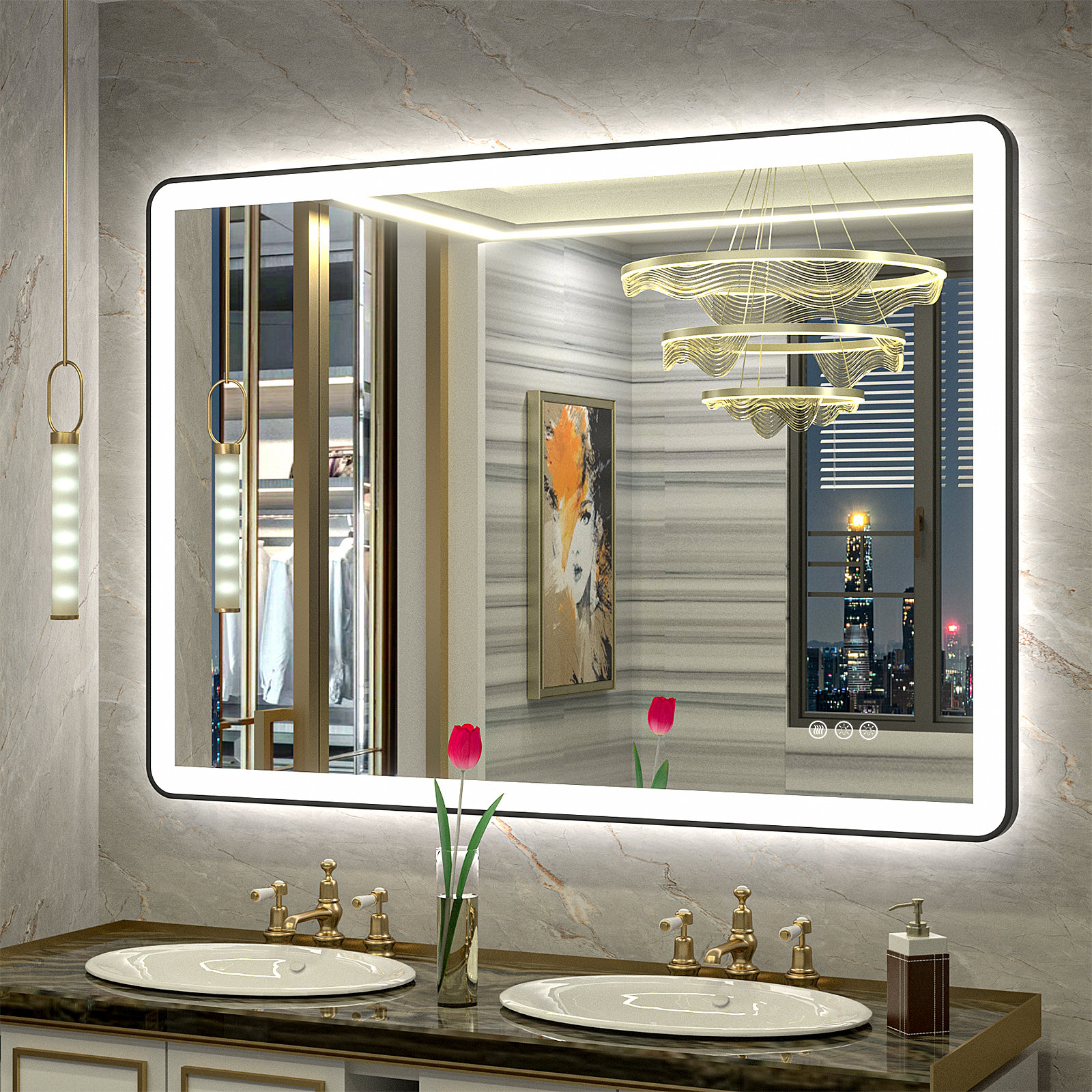 28x20 inch Wall Mirror, Aluminum Mirror with Rectangle Brushed Frame for  Home Decor, Modern Design Accent Mirror for Bedroom Bathroom, Living Room &  Hotel, Sturdy Rustproof Vanity Mirror Gold : : Home