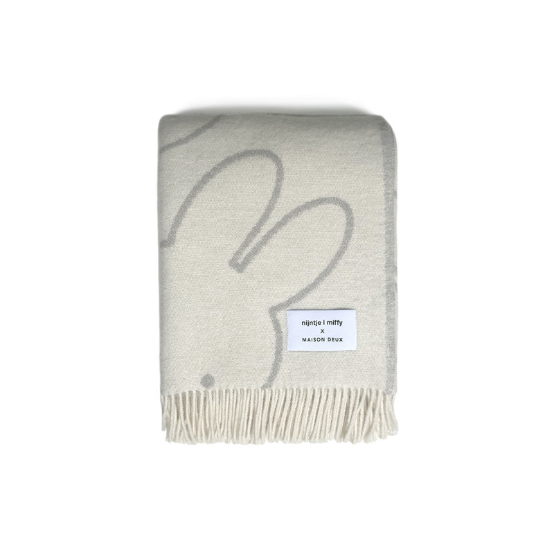 Throw Blanket, White/Gray