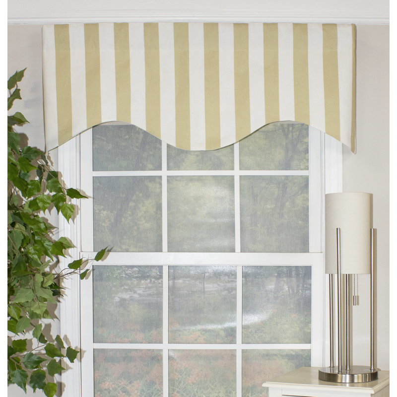 Zenobia Cotton Blend Striped Scalloped Window Pelmet