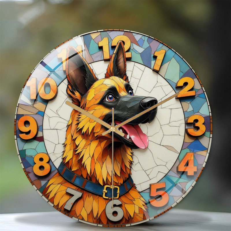 Horloge murale berger allemand, art décoratif - horloge murale 12 po
