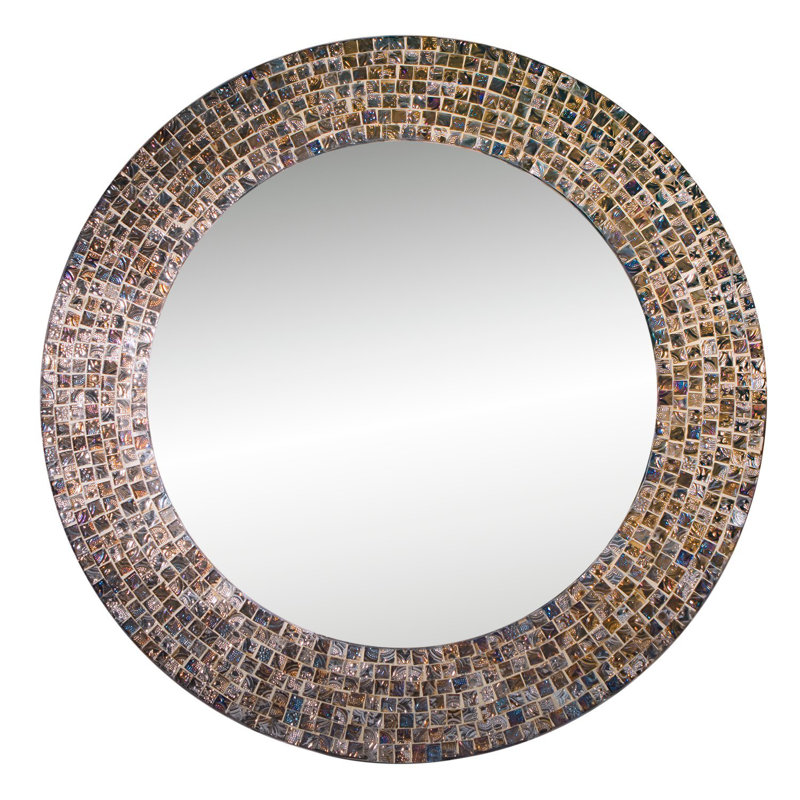 Shawnda Manufactured Wood, Glass Wall Mirror, Gold/Brown