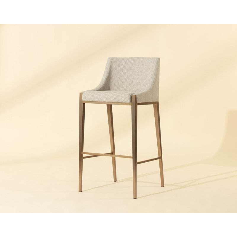 Dionne Upholstered Stool with Metal Frame, Cream