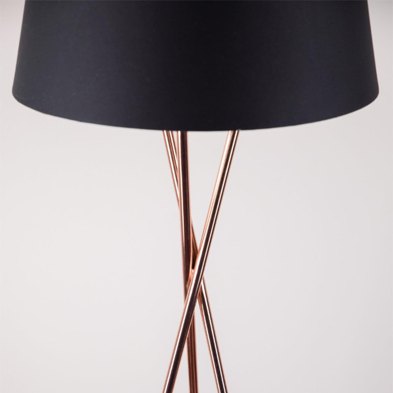 Casden 154cm Tripod Floor Lamp Set, Polished Copper, Black