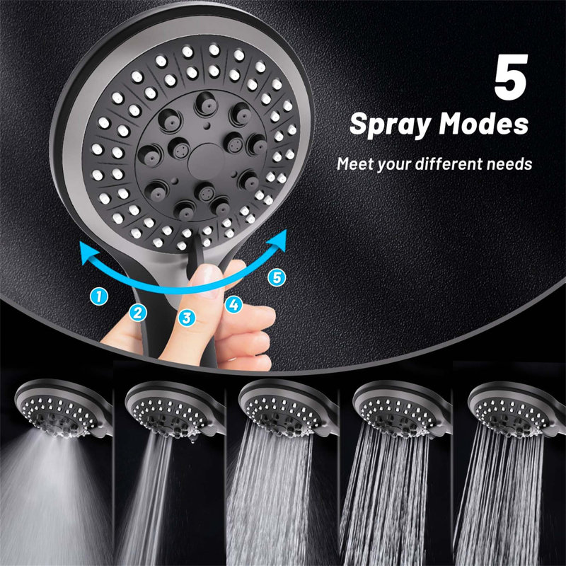 Handheld Shower Head, Matte Black/Grey
