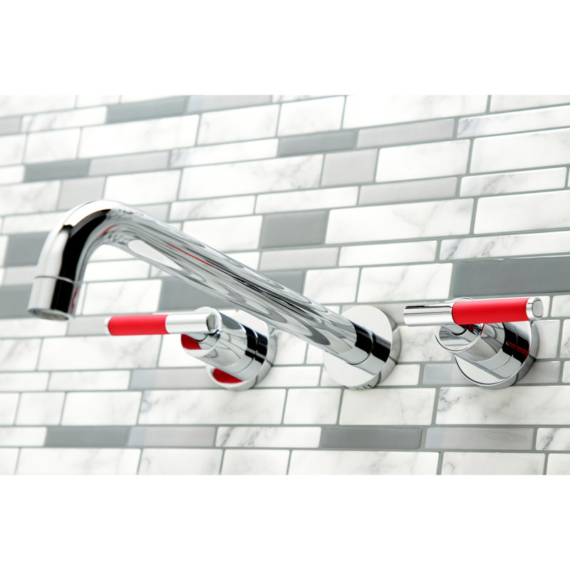 Kaiser Double Handle Wall Mounted Roman Tub Faucet, Polished Chrome