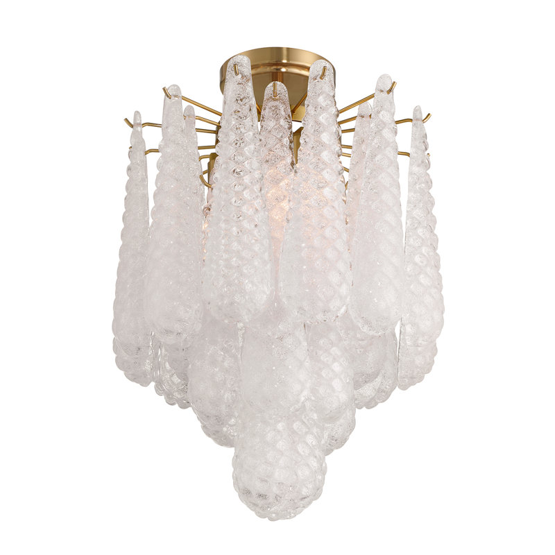 Hamrah 4 Light Aged Brass Semi Flush Mount, Clear